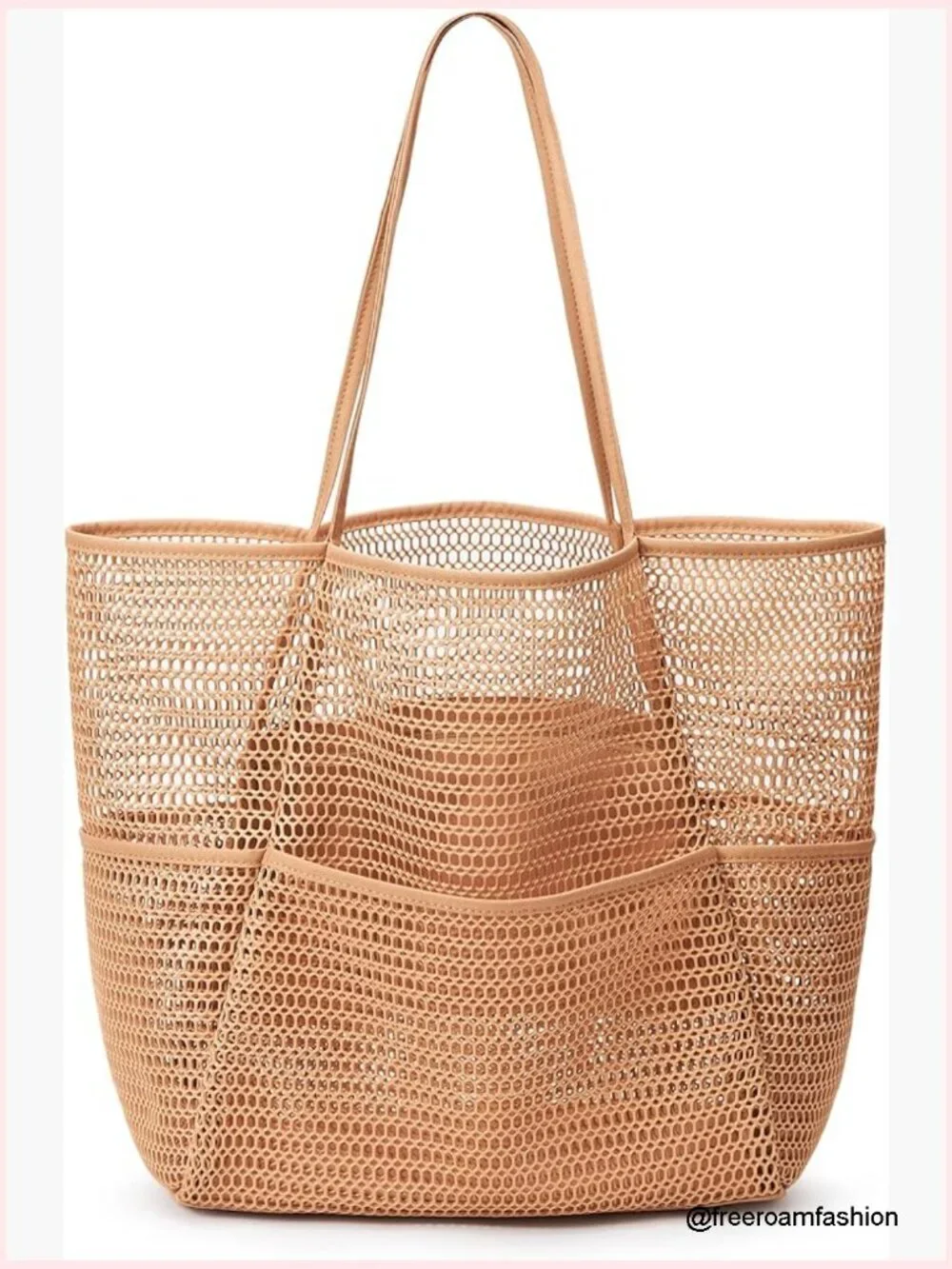 Foldable Nylon Mesh Tote Bag Hobo 23L Capacity Beach Vacation Shoulder Bag